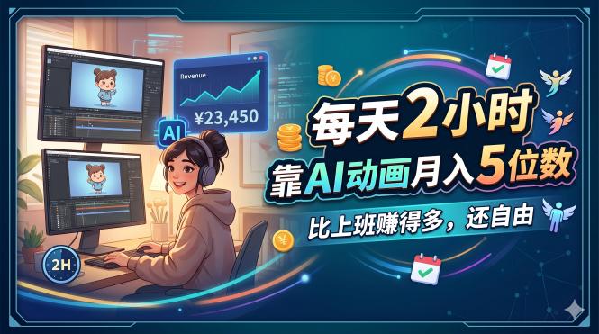 (18051期)每天 2 小时,靠 AI 动画月入 5 位数,比上班赚得多,还自由网创吧-网创项目资源站-副业项目-创业项目-搞钱项目网创吧