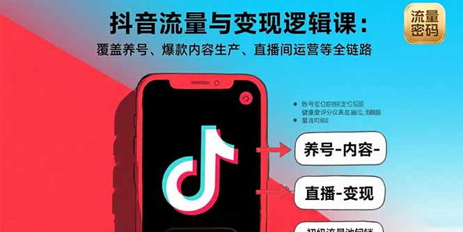 (15824期)抖音流量与变现逻辑课:覆盖养号、爆款内容生产、直播间运营等全链路网创吧-网创项目资源站-副业项目-创业项目-搞钱项目网创吧