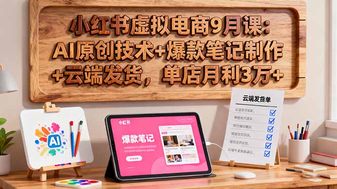 (16287期)小红书虚拟电商9月课:AI原创技术+爆款笔记制作+云端发货,单店月利3万+网创吧-网创项目资源站-副业项目-创业项目-搞钱项目网创吧