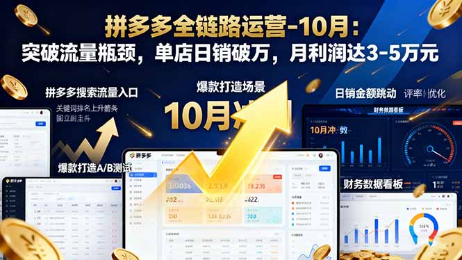 (16462期)拼多多全链路运营-10月:突破流量瓶颈,单店日销破万,月利润达3-5万元网创吧-网创项目资源站-副业项目-创业项目-搞钱项目网创吧