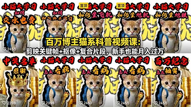 (18595期)百万博主猫系科普视频课:剪映关键帧+抠像+复合片段,新手也能月入过万网创吧-网创项目资源站-副业项目-创业项目-搞钱项目网创吧