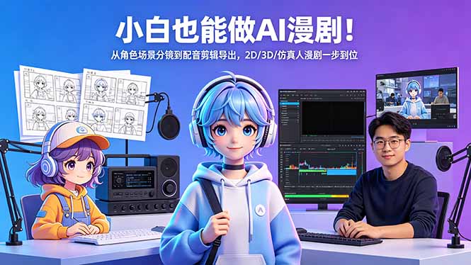(18343期)小白也能做AI漫剧!从角色场景分镜到配音剪辑导出,2D/3D/仿真人漫剧一步到位网创吧-网创项目资源站-副业项目-创业项目-搞钱项目网创吧