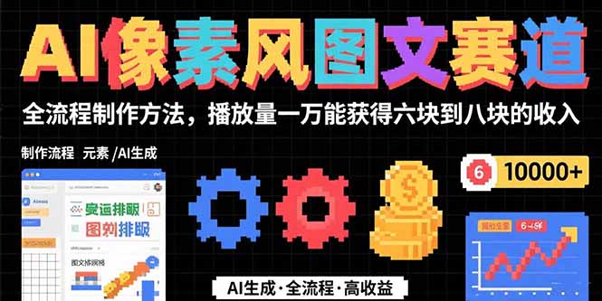 (15572期)AI像素风图文赛道:全流程制作方法,播放量一万能获得6块到8块的收入网创吧-网创项目资源站-副业项目-创业项目-搞钱项目网创吧