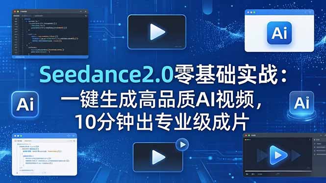 （18323期）Seedance2.0零基础实战：一键生成高品质AI视频，10分钟出专业级成片网创吧-网创项目资源站-副业项目-创业项目-搞钱项目网创吧