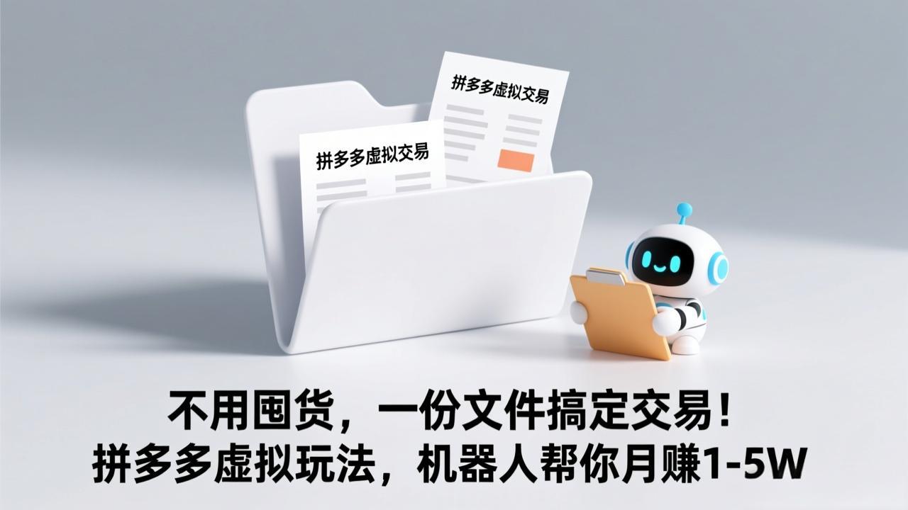 (17265期)不用囤货,一份文件搞定交易!拼多多虚拟玩法,机器人帮你月赚 1-5W网创吧-网创项目资源站-副业项目-创业项目-搞钱项目网创吧