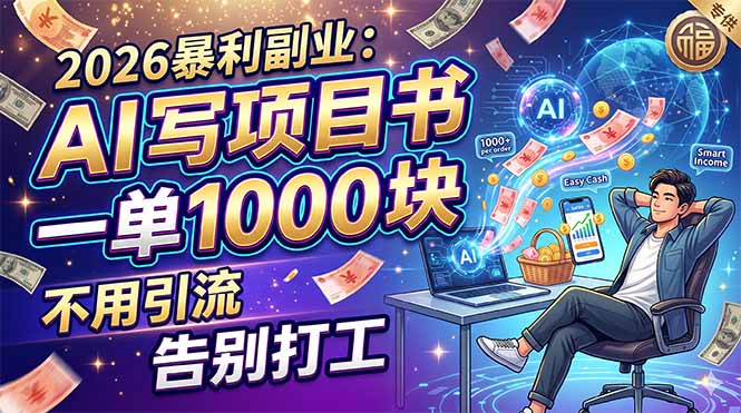 (18087期)2026暴利副业:AI 写项目书,一单 1000 块,不用引流,告别打工网创吧-网创项目资源站-副业项目-创业项目-搞钱项目网创吧