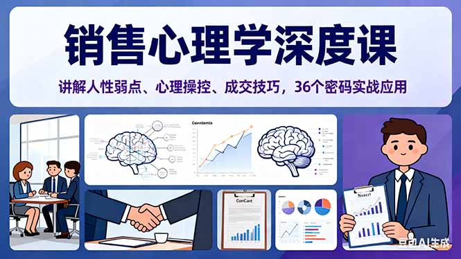 (16456期)销售心理学深度课,讲解人性弱点、心理操控、成交技巧,36个密码实战应用网创吧-网创项目资源站-副业项目-创业项目-搞钱项目网创吧
