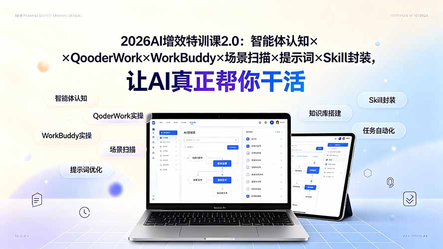 (19368期)2026AI增效特训课2.0:智能体认知×QoderWork×WorkBuddy×场景扫描×提示词×Skill封装,让AI真正帮你干活网创吧-网创项目资源站-副业项目-创业项目-搞钱项目网创吧