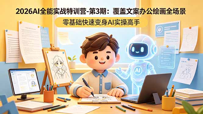 (18572期)2026AI全能实战特训营-第3期:覆盖文案办公绘画全场景 零基础快速变身AI实操高手网创吧-网创项目资源站-副业项目-创业项目-搞钱项目网创吧