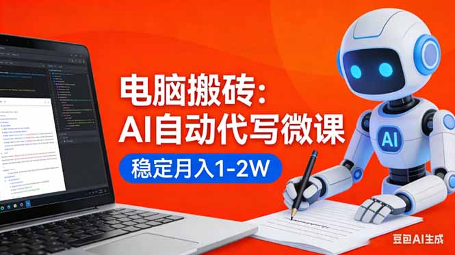 (17582期)电脑搬砖:AI自动代写微课,稳定月入1-2W,提供接单渠道,0门槛小白可做!网创吧-网创项目资源站-副业项目-创业项目-搞钱项目网创吧