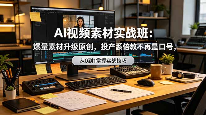 （19085期）AI视频素材实战班：爆量素材升级原创，投产翻倍不再是口号，0-1系统教学实战落地网创吧-网创项目资源站-副业项目-创业项目-搞钱项目网创吧