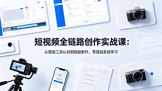 (18683期)短视频全链路创作实战课:从智能工具认知到短剧制作,零基础系统学习网创吧-网创项目资源站-副业项目-创业项目-搞钱项目网创吧