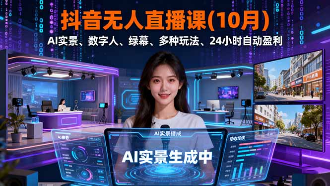 (16355期)抖音无人直播课(10月),AI实景、数字人、绿幕、多种玩法、24小时自动盈利网创吧-网创项目资源站-副业项目-创业项目-搞钱项目网创吧