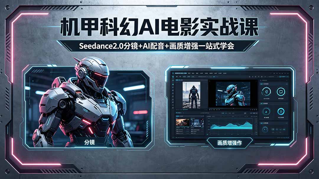 (18298期)机甲科幻 AI 电影实战课,Seedance2.0 分镜 + AI 配音 + 画质增强一站式学会网创吧-网创项目资源站-副业项目-创业项目-搞钱项目网创吧
