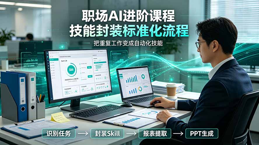 (19369期)职场AI进阶课程;多类实用Skill工具实操,专属技能封装标准化流程,报表行业报告一键提取核心内容网创吧-网创项目资源站-副业项目-创业项目-搞钱项目网创吧