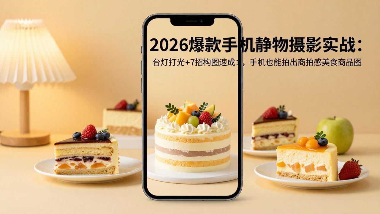 (17960期)2026爆款手机静物摄影实战:台灯打光+7招构图速成,手机也能拍出商拍感美食商品图网创吧-网创项目资源站-副业项目-创业项目-搞钱项目网创吧