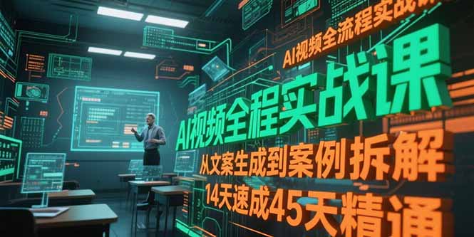 (15172期)AI视频全流程实战课,从文案生成到案例拆解,14天速成45天精通网创吧-网创项目资源站-副业项目-创业项目-搞钱项目网创吧