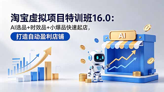 (18666期)淘宝虚拟项目特训班16.0:AI选品+时效品+小爆品快速起店,打造自动盈利店铺网创吧-网创项目资源站-副业项目-创业项目-搞钱项目网创吧