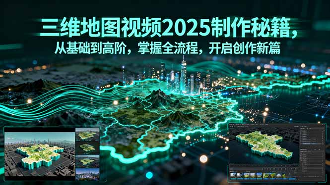 (15983期)三维地图视频2025制作秘籍,从基础到高阶,掌握全流程,开启创作新篇网创吧-网创项目资源站-副业项目-创业项目-搞钱项目网创吧