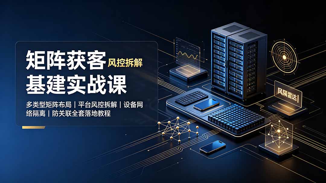 （19319期）矩阵获客基建实战课：多类型矩阵布局｜平台风控拆解｜设备网络隔离｜防关联全套落地教程网创吧-网创项目资源站-副业项目-创业项目-搞钱项目网创吧
