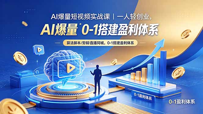 (18652期)AI爆量短视频实战课|一人轻创业,算法脚本剪辑直播同城,0-1搭建盈利体系网创吧-网创项目资源站-副业项目-创业项目-搞钱项目网创吧