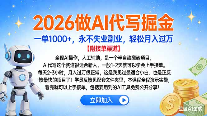 (16924期)2026做AI代写掘金,一单1000+,永不失业副业,轻松月入过万网创吧-网创项目资源站-副业项目-创业项目-搞钱项目网创吧