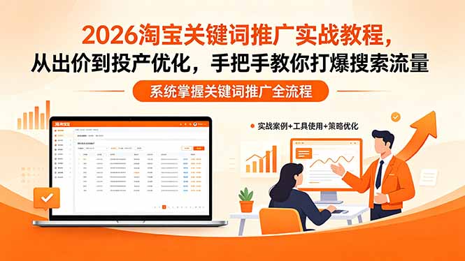 (18423期)2026淘宝关键词推广实战教程,,从出价到投产优化,手把手教你打爆搜索流量网创吧-网创项目资源站-副业项目-创业项目-搞钱项目网创吧