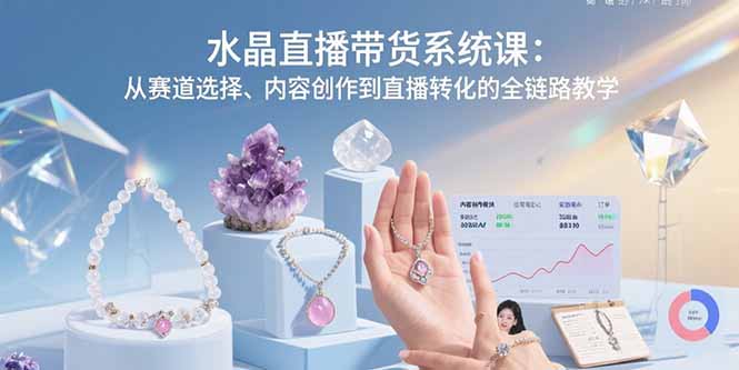 (15721期)水晶直播带货系统课:从赛道选择、内容创作到直播转化的全链路教学网创吧-网创项目资源站-副业项目-创业项目-搞钱项目网创吧