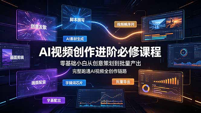 (19159期)AI视频创作进阶必修课程:零基础小白从创意策划到批量产出,完整跑通AI视频全创作链路网创吧-网创项目资源站-副业项目-创业项目-搞钱项目网创吧