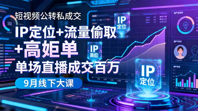 (16407期)短视频公转私成交9月线下大课,IP定位+流量偷取+高客单,单场直播成交百万网创吧-网创项目资源站-副业项目-创业项目-搞钱项目网创吧
