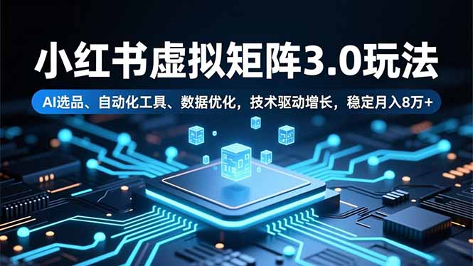 (16656期)小红书虚拟矩阵3.0玩法,AI选品、自动化工具、数据优化,技术驱动增长,稳定月入8万+网创吧-网创项目资源站-副业项目-创业项目-搞钱项目网创吧