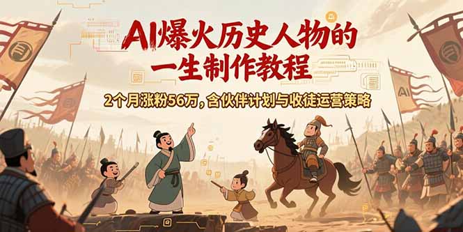 (15336期)AI历史人物赛道课程,2个月涨粉56万,含伙伴计划与收徒运营策略网创吧-网创项目资源站-副业项目-创业项目-搞钱项目网创吧