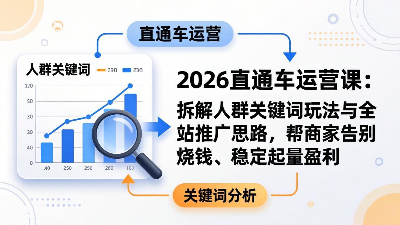 (17898期)2026直通车运营课:拆解人群关键词玩法与全站推广思路,帮商家告别烧钱、稳定起量盈利网创吧-网创项目资源站-副业项目-创业项目-搞钱项目网创吧