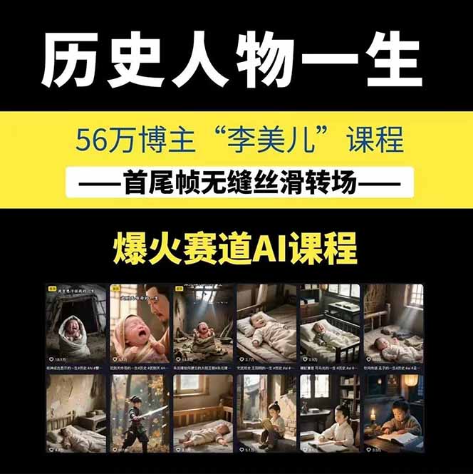 (15336期)AI历史人物赛道课程,2个月涨粉56万,含伙伴计划与收徒运营策略网创吧-网创项目资源站-副业项目-创业项目-搞钱项目网创吧
