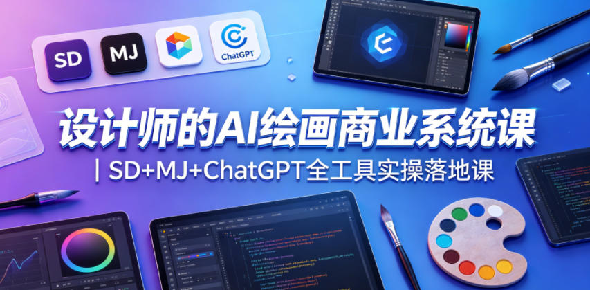 设计师的AI绘画商业系统课|SD+MJ+ChatGPT全工具实操落地课网创吧-网创项目资源站-副业项目-创业项目-搞钱项目网创吧