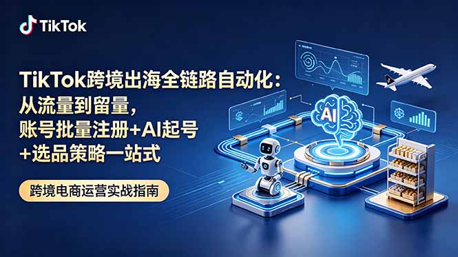 (18907期)TikTok跨境出海全链路自动化:从流量到留量,账号批量注册+AI起号+选品策略一站式网创吧-网创项目资源站-副业项目-创业项目-搞钱项目网创吧