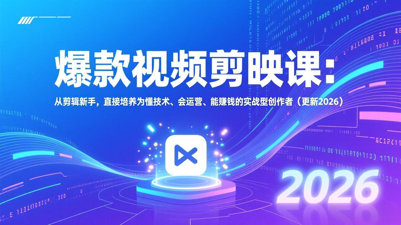 (17232期)爆款视频剪映课:从剪辑新手,直接培养为懂技术、会运营、能赚钱的实战型创作者(更新2026)网创吧-网创项目资源站-副业项目-创业项目-搞钱项目网创吧