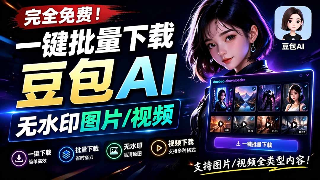 (19355期)Github最新发布!一键批量下载豆包AI无水印图片/视频,简单易用,自动解析提示词,doubao-downloader网创吧-网创项目资源站-副业项目-创业项目-搞钱项目网创吧