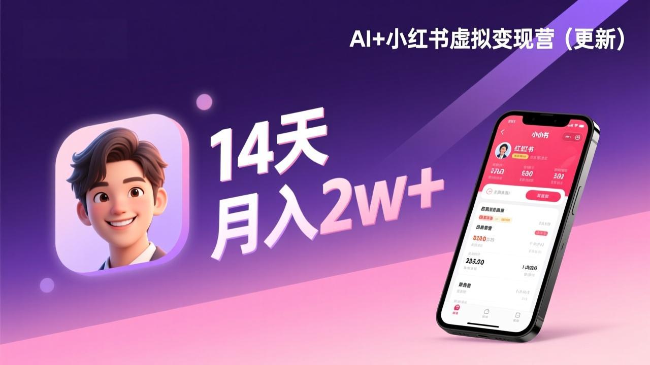 (17275期)AI+小红书虚拟变现营(更新),14天掌握选品、笔记、成交,打造自动化月入2w+事业网创吧-网创项目资源站-副业项目-创业项目-搞钱项目网创吧
