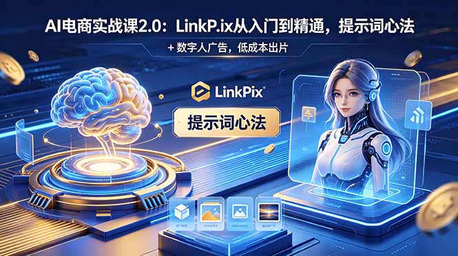 (18655期)AI 电商实战课2.0|LinkPix 从入门到精通,提示词心法 + 数字人广告,低成本出片网创吧-网创项目资源站-副业项目-创业项目-搞钱项目网创吧