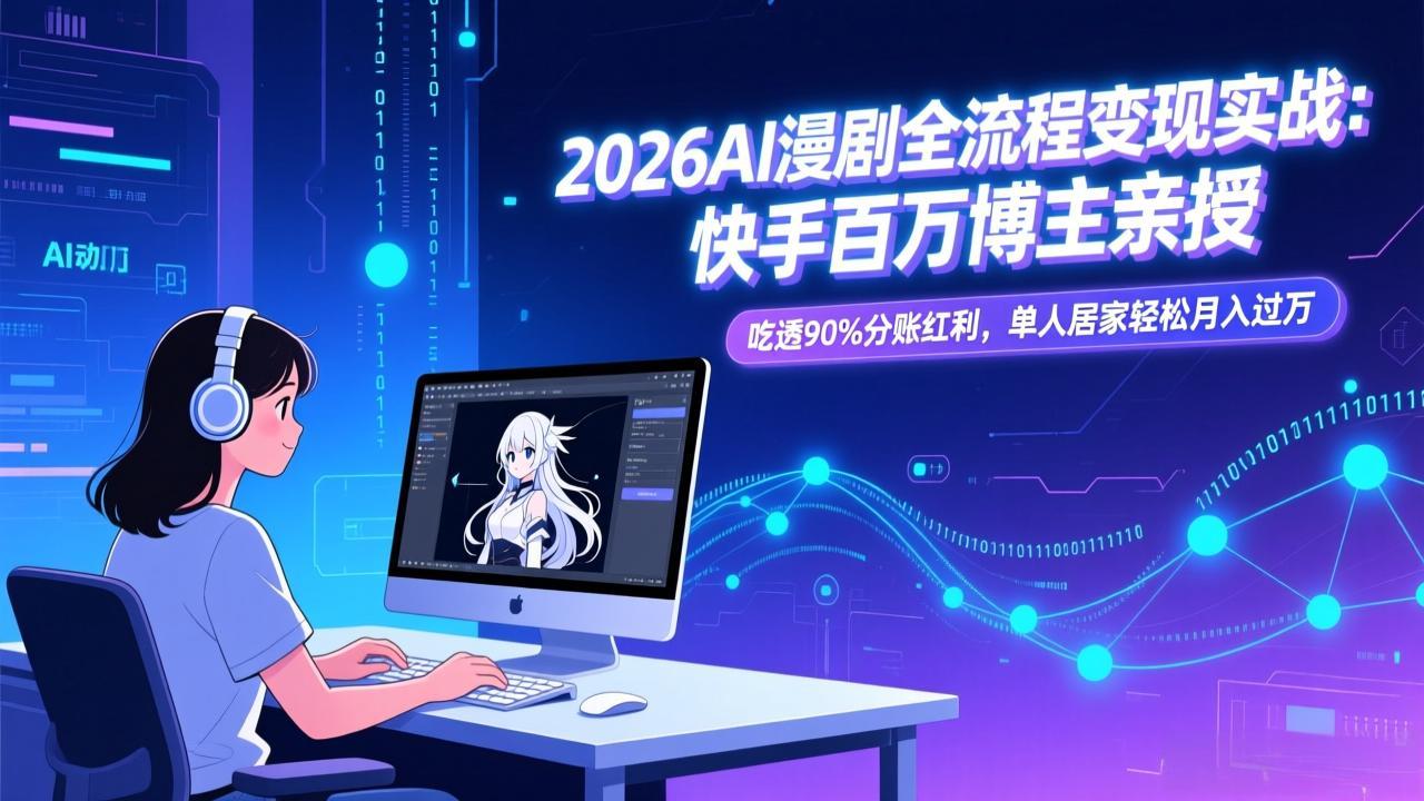 （17266期）2026AI漫剧全流程变现实战：快手百万博主亲授，吃透90%分账红利，单人居家轻松月入过万网创吧-网创项目资源站-副业项目-创业项目-搞钱项目网创吧