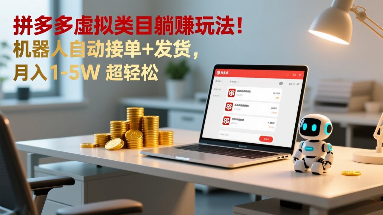 (17174期)多多虚拟类目躺赚玩法!机器人自动接单+发货,月入 1-5W 超轻松网创吧-网创项目资源站-副业项目-创业项目-搞钱项目网创吧
