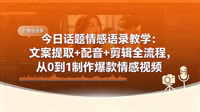 (18719期)今日话题情感语录教学:文案提取+配音+剪辑全流程,从0到1制作爆款情感视频网创吧-网创项目资源站-副业项目-创业项目-搞钱项目网创吧