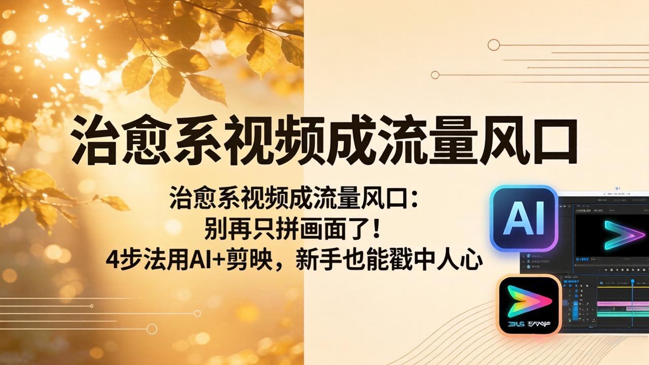 (18219期)治愈系视频成流量风口:别再只拼画面了!4步法用AI+剪映,新手也能戳中人心网创吧-网创项目资源站-副业项目-创业项目-搞钱项目网创吧