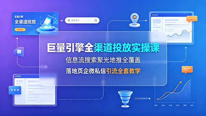 (19181期)巨量引擎全渠道投放实操课,信息流搜索聚光地推全覆盖,落地页企微私信引流全套教学网创吧-网创项目资源站-副业项目-创业项目-搞钱项目网创吧