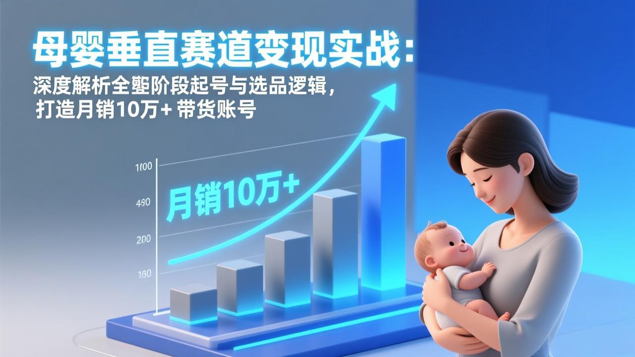 (17233期)母婴垂直赛道变现实战:深度解析三大阶段起号与选品逻辑,打造月销10万+带货账号网创吧-网创项目资源站-副业项目-创业项目-搞钱项目网创吧