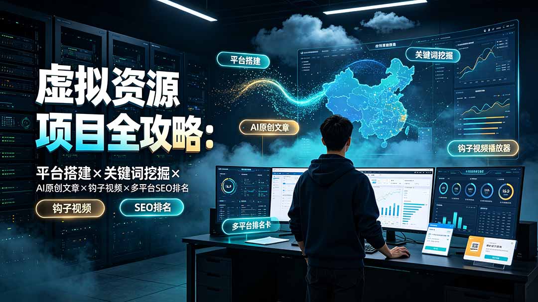 （19322期）虚拟资源项目全攻略：平台搭建×关键词挖掘×AI原创文章×钩子视频×多平台SEO排名网创吧-网创项目资源站-副业项目-创业项目-搞钱项目网创吧