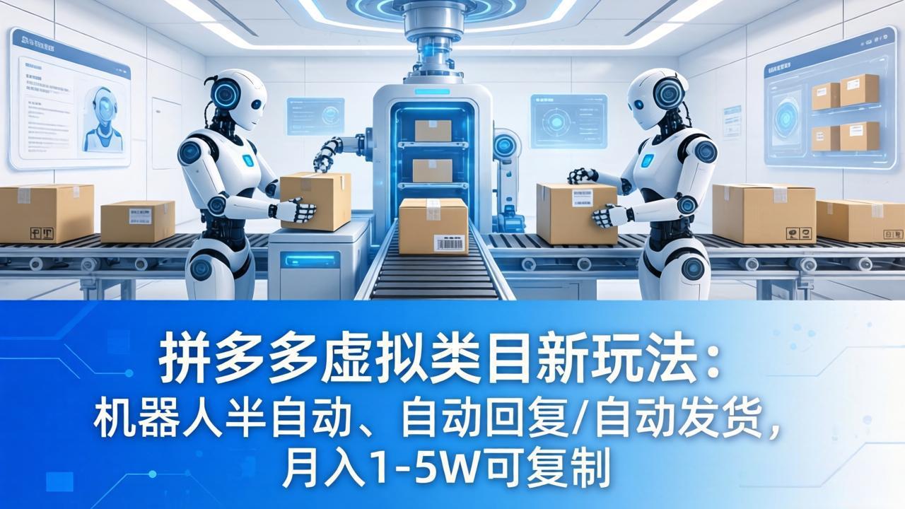 (18038期)拼多多虚拟类目新玩法:机器人半自动、自动回复 /自动发货,月入 1-5W 可复制网创吧-网创项目资源站-副业项目-创业项目-搞钱项目网创吧