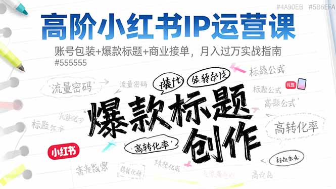 (16442期)高阶小红书IP运营课:账号包装+爆款标题+商业接单,月入过万实战指南网创吧-网创项目资源站-副业项目-创业项目-搞钱项目网创吧