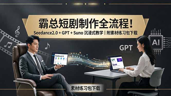 (18153期)霸总短剧制作全流程!Seedance2.0 + GPT + Suno 沉浸式教学|附素材练习包下载网创吧-网创项目资源站-副业项目-创业项目-搞钱项目网创吧